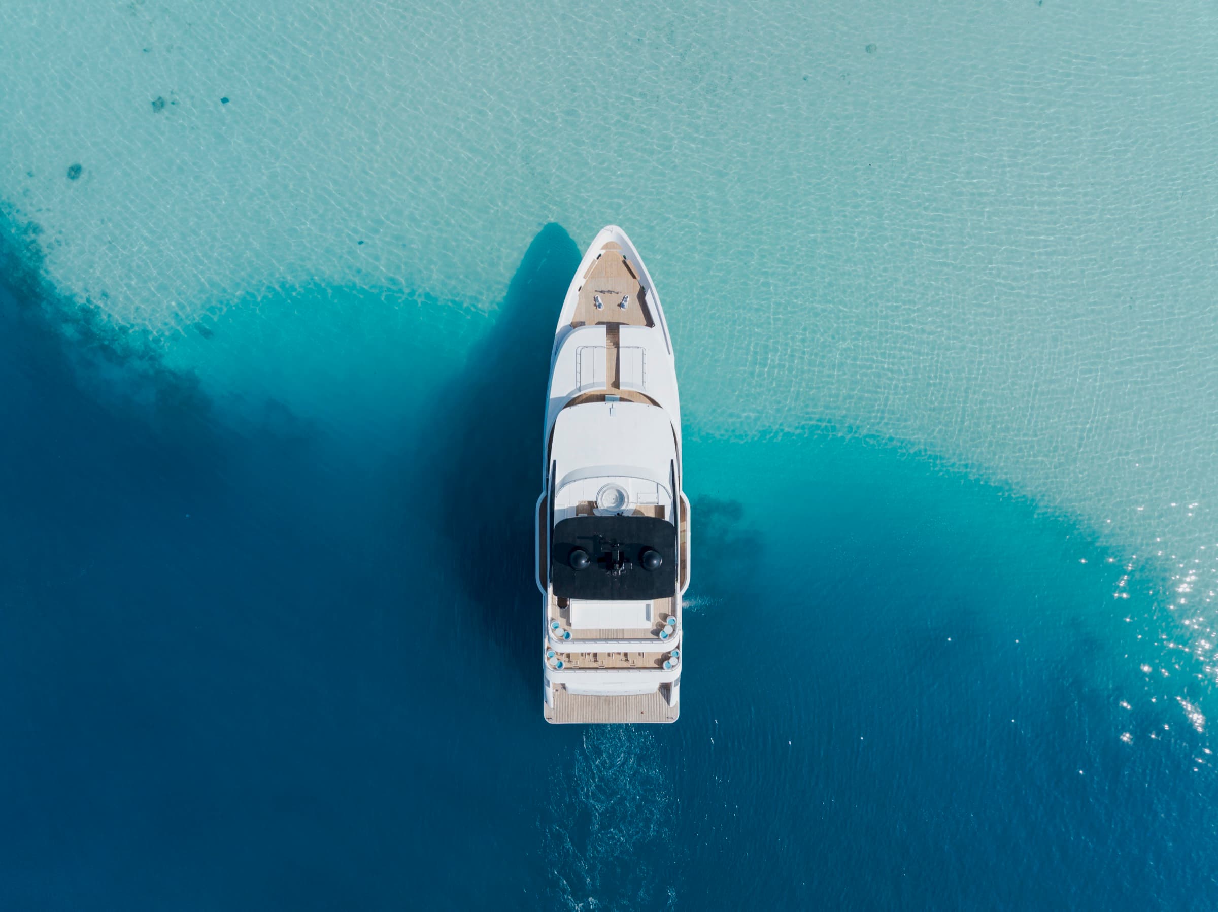 Aerial drone view of SERAI Ocean Dream yacht