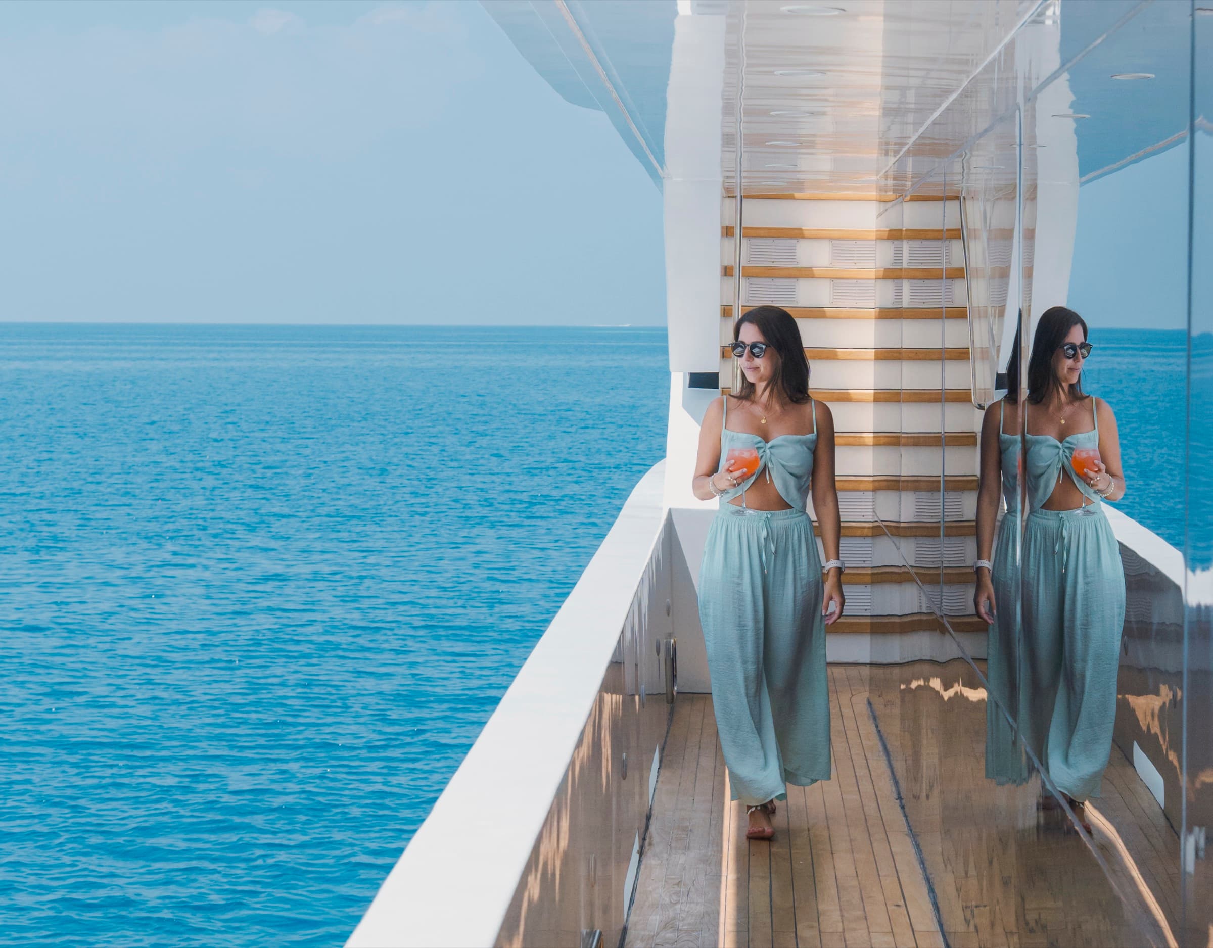 SERAI yacht port side view on open water